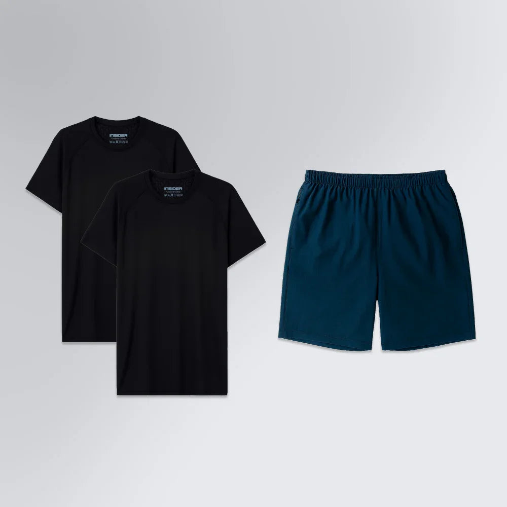 Conjunto 2 Camisetas Esportiva Performance T-Shirt 2.0 + 1 Shorts Esportivo Endorphine