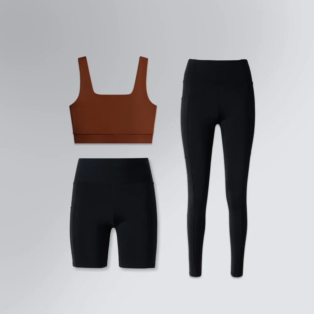 Conjunto Fitness Feminino | Legging, Top e Short Médio