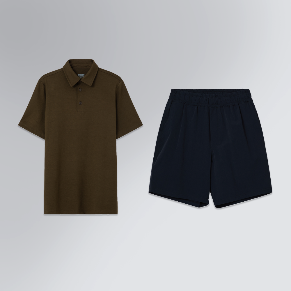 Conjunto Camiseta Polo Game Changer + Bermuda Masculina Alfaitaria Tech Future Shorts 200