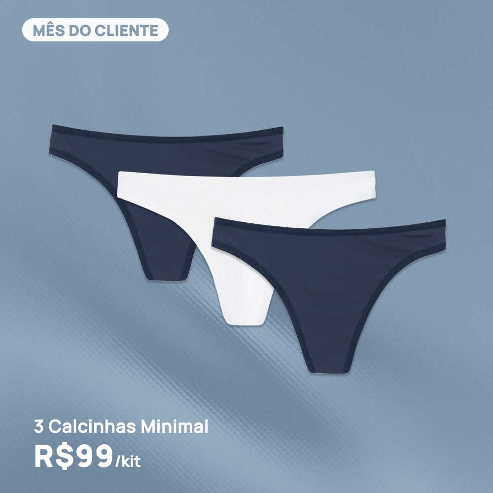 Kit 3 Calcinhas Fio Minimal