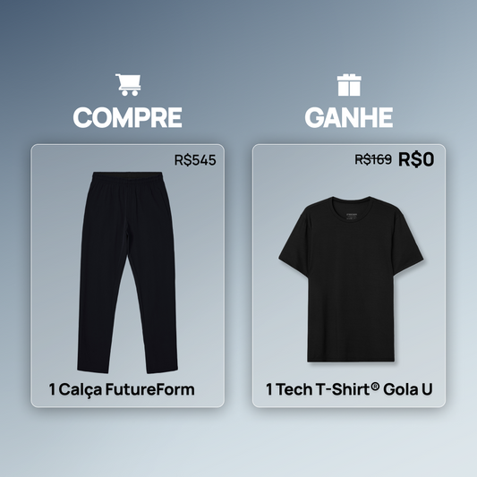 Compre 1 Calça Tecnológica Masculina FutureForm® Ganhe 1 Tech T-Shirt Gola U