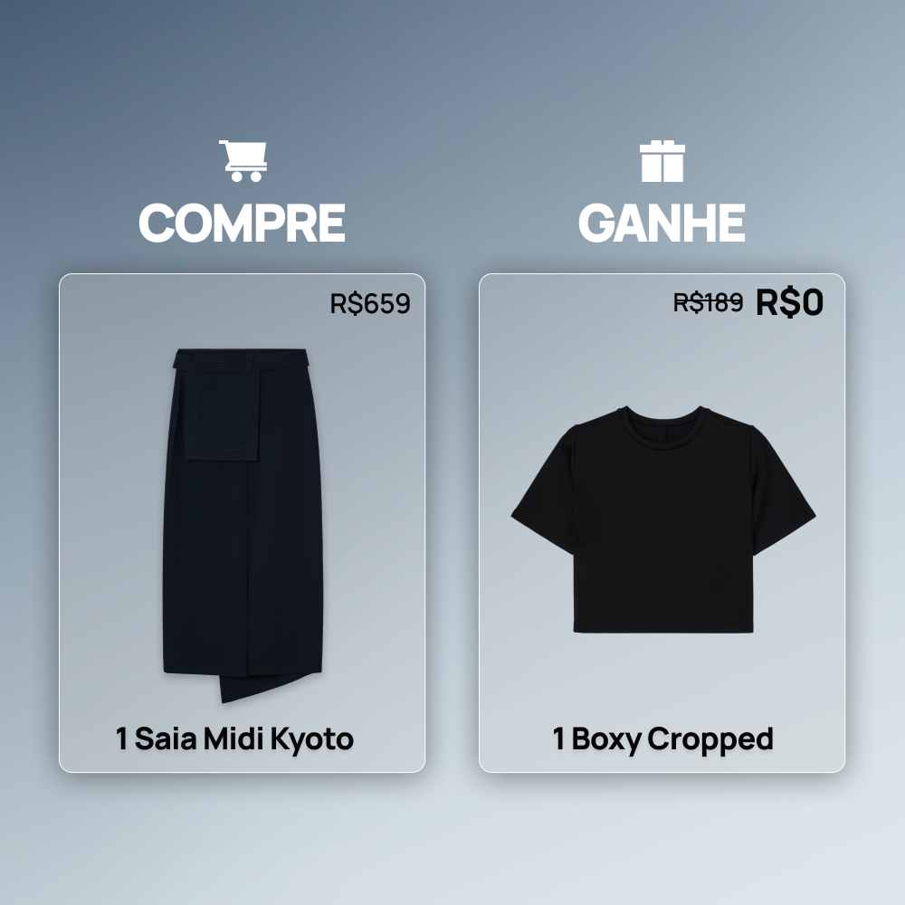 Compre 1 Saia Midi Alfaiataria Tech Kyoto FutureForm® e Ganhe 1 Blusa Boxy Cropped