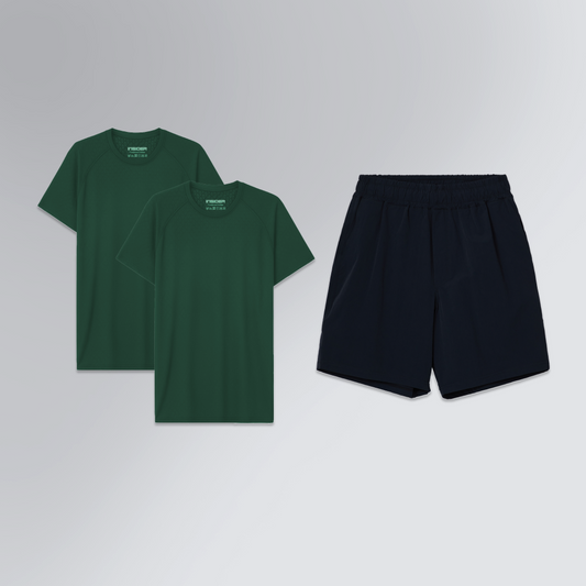 Conjunto 2 Camisetas Esportiva Performance T-Shirt 2.0 + 1 Bermuda Masculina Alfaitaria Tech Future Shorts 200