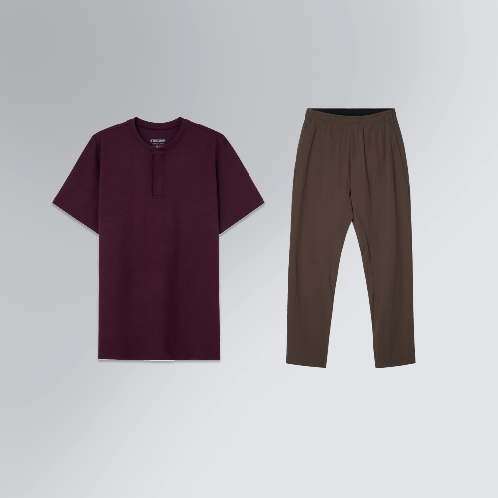 Conjunto Masculino Casual  | Camiseta Henley e Calça Tech