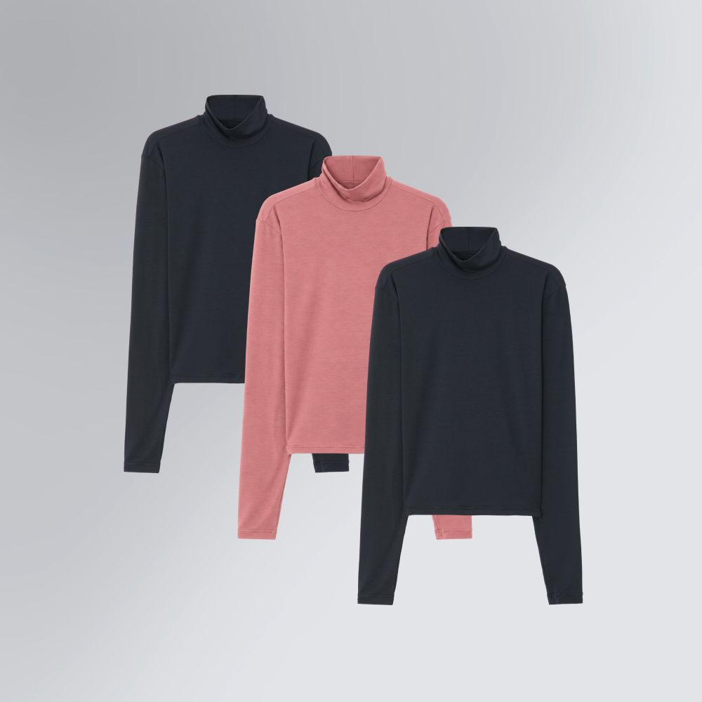 Kit 3 Blusa Segunda Pele Manga Longa Skin Cropped