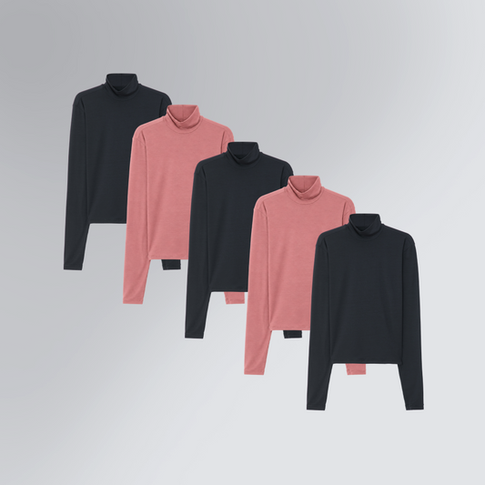 Kit 5 Blusa Segunda Pele Manga Longa Skin Cropped
