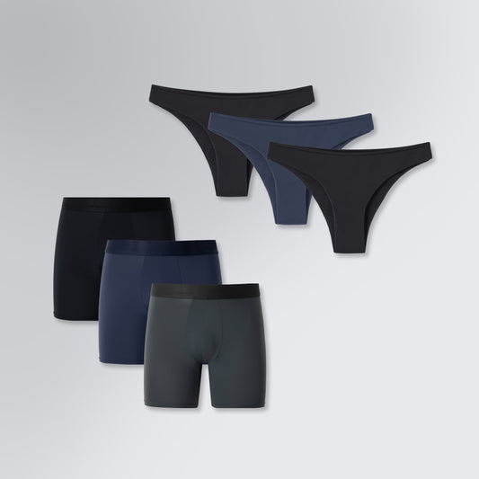 Kit Essentials 3x3 | 3 Calcinhas Biquíni Brief 3 Cuecas Boxer Performance