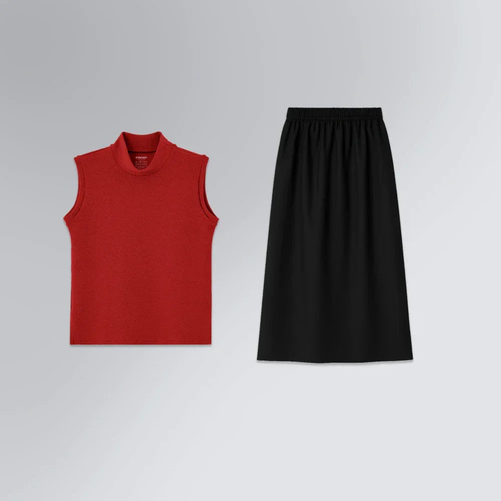 Conjunto Maxi Saia NYIN + Blusa Gola Alta Techsture Vest