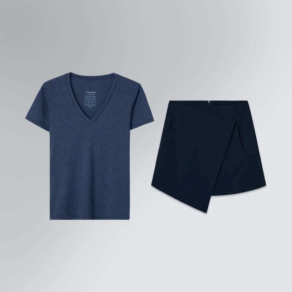 Kit Presente Prático Feminino | Saia Mini Kyoto e Tech T-Shirt® Gola V