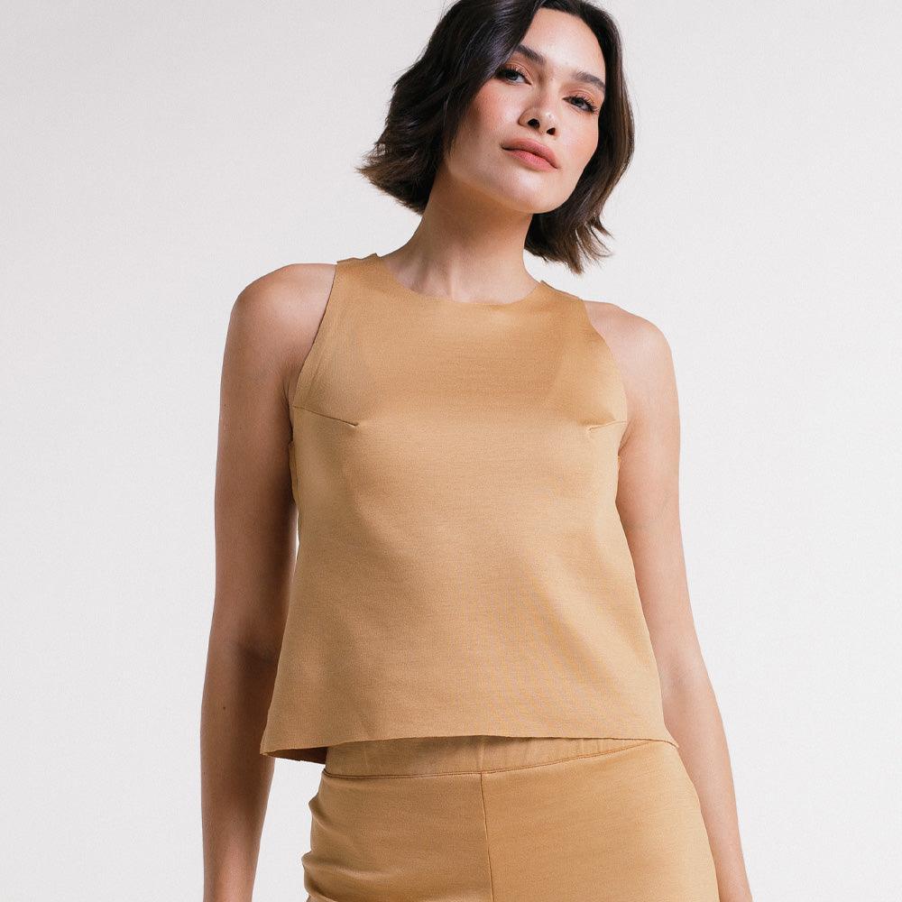 Minimal Top Feminino sem manga com design minimalista – Insider